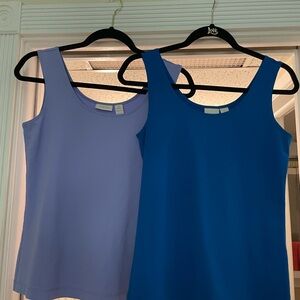 2 Chico’s size 0=Small microfiber tanks. Royal blue and  periwinkle. GUC
